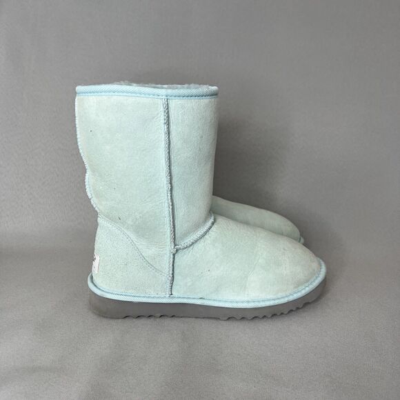 Womens UGG Boots Sz 7 Baby Blue Vintage Classic Short Suede Festival Rare - Picture 16 of 16